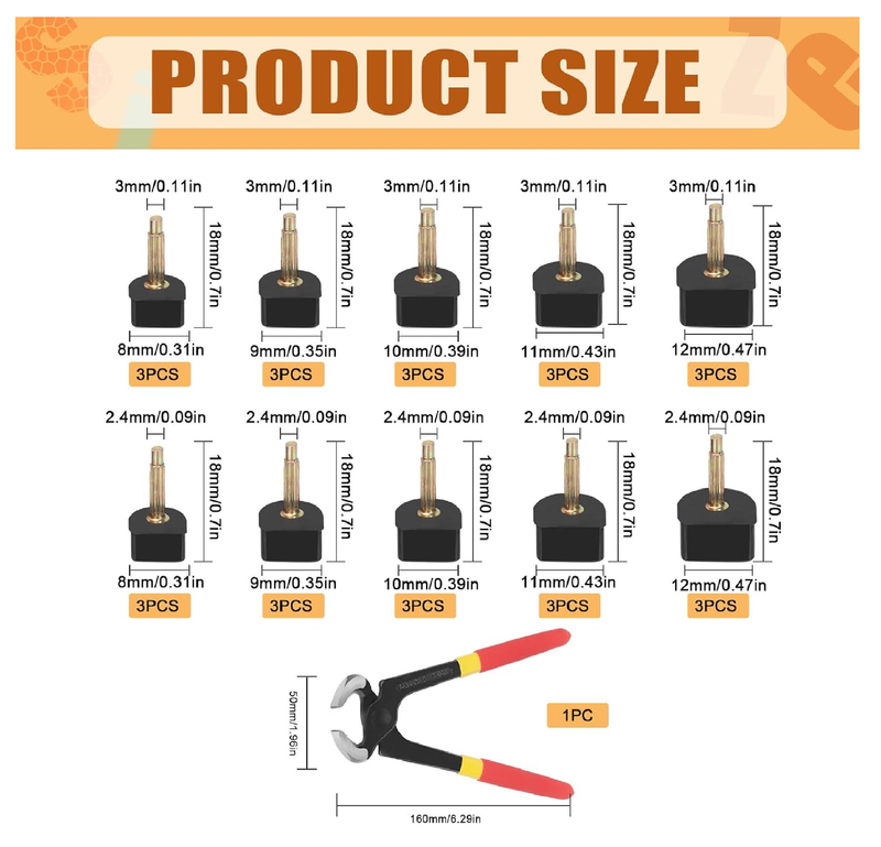 Tanstic 30 Pairs Women's High Heel Shoes Replacement Tips Pin with 6" Heel Pliers Kit, 8mm 9mm 10mm 11mm 12mm High Heel Shoe