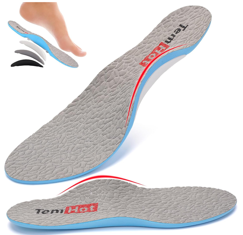Removable High Arch Support Shoe Inserts for Men Women, Orthopedic Insoles for Plantar Fasciitis,