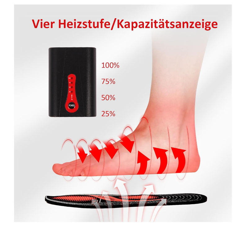 Electric Heated Insoles Foot Warmers Rechargeable Li-Ion Battery(4 Temperature Settings) Size 4.5-14, High Temperature
