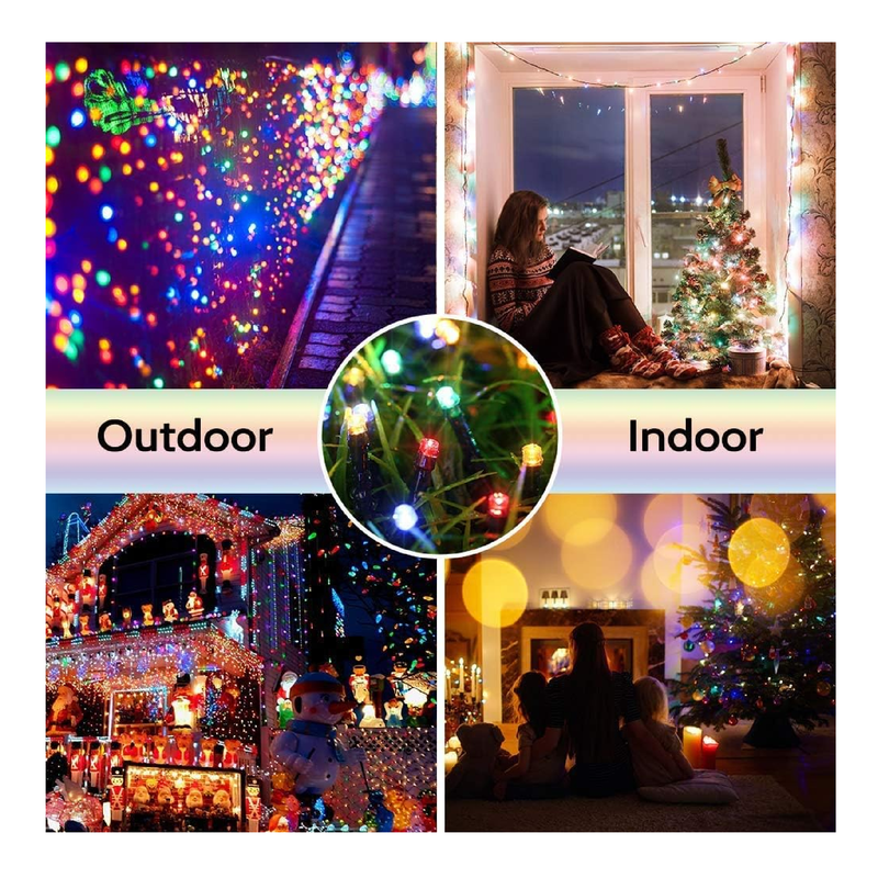 Toodour Solar Christmas Lights, 2 Packs 72ft 200 LED 8 Modes Solar String Lights