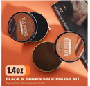 TOPUS Shoe Polish Kit Include 3 Pieces Horsehair Shoe Brushes in 6.7IN Handle, 1.4oz Black & Brown Shoe Polish & Shine Cloths