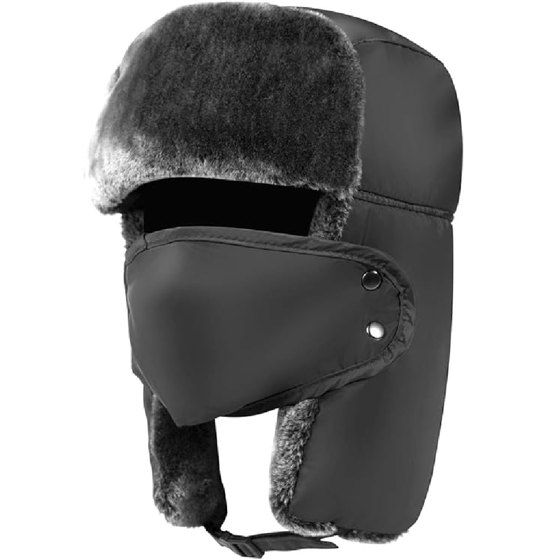 Vgogfly Trapper Hat Winter Hats for Men Trooper Hunting Ski Hat Women Ushanka Ear Flap Windproof Black