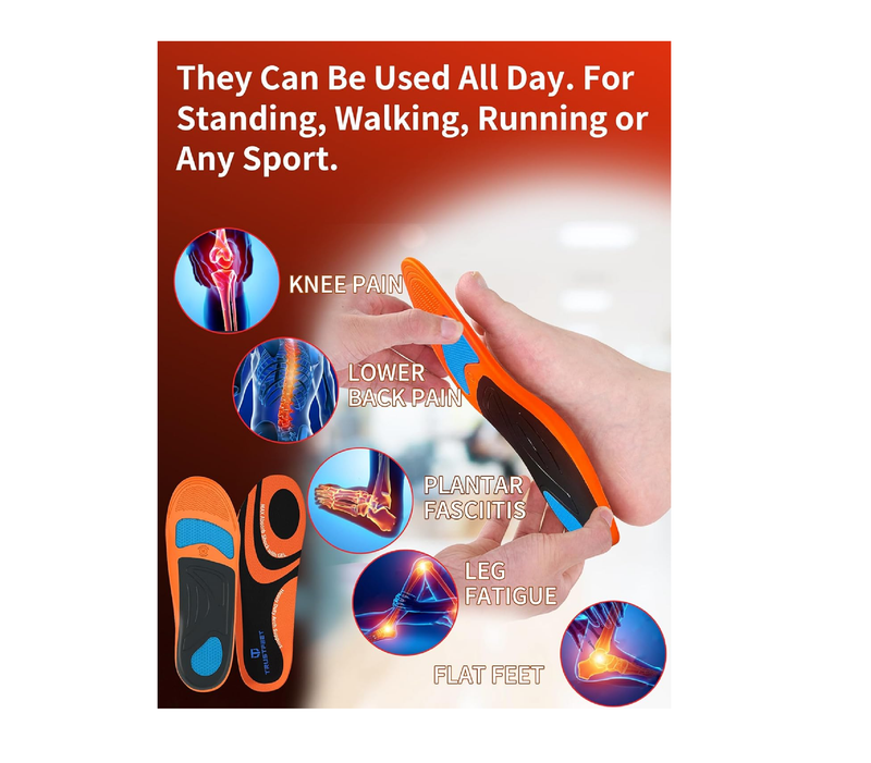 Work Insoles for Standing All Day, Heavy Duty Support Work Orthotic Insoles for Anti Fatigue Relieve Foot Pain