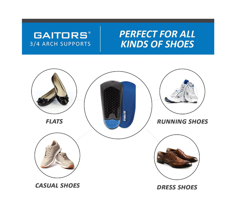Tuli's Gaitors 3/4 Length Premium Arch Support Orthotic Insoles for Plantar Fasciitis and Fallen Arches,