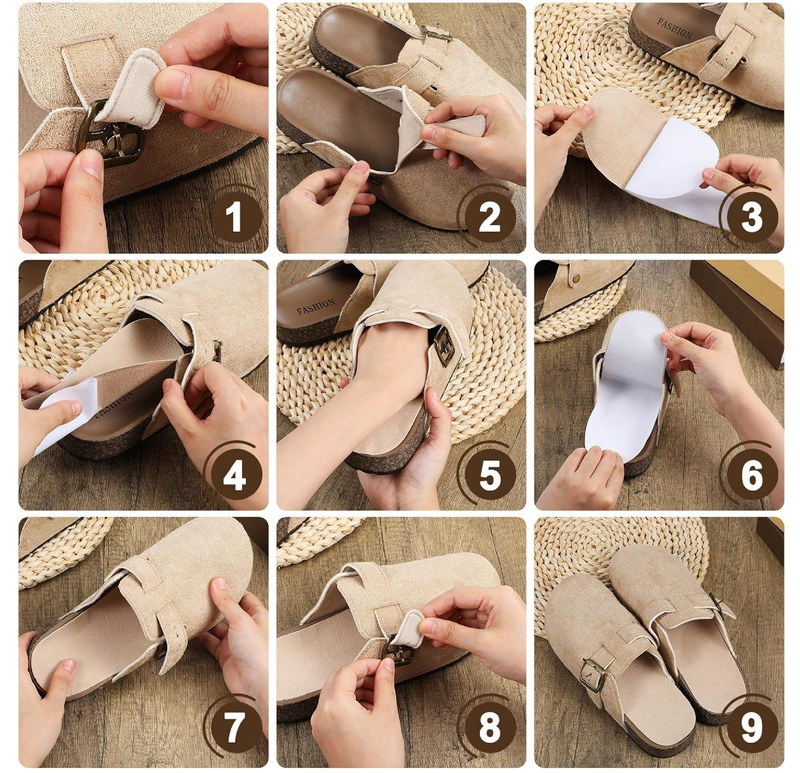 6 Pairs Adhesive Sandal Insoles Self-Adhesive Cushion Insoles for Mules Cork Clog Adhesive Mules Inserts