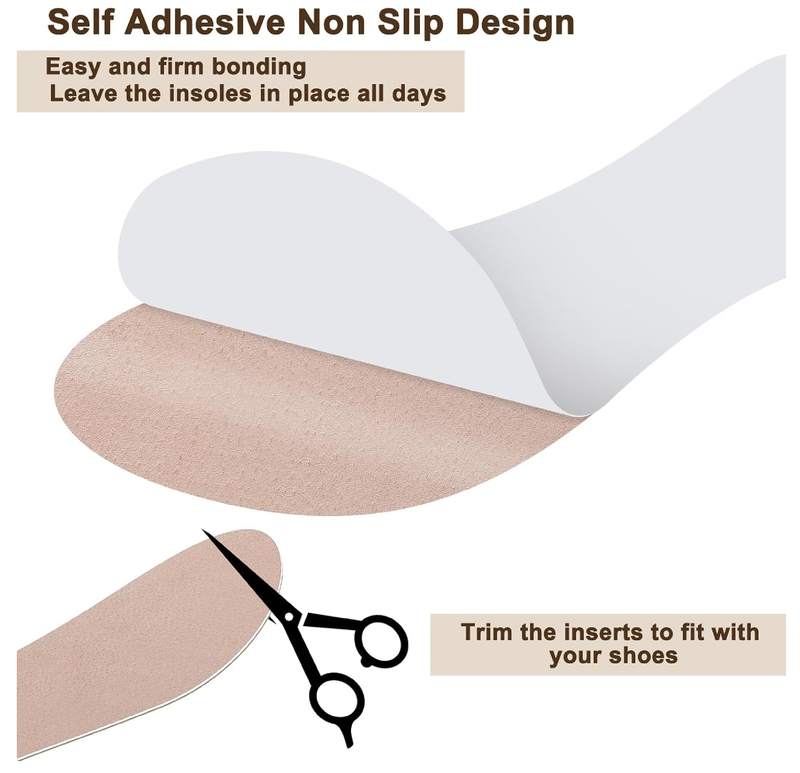 6 Pairs Adhesive Sandal Insoles Self-Adhesive Cushion Insoles for Mules Cork Clog Adhesive Mules Inserts