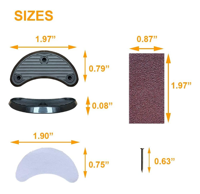Unikstep 6 Pairs Shoe Heel Plate Tap, Shoe Heel Side Worn Repair Rubber Patch, Replacement Kit