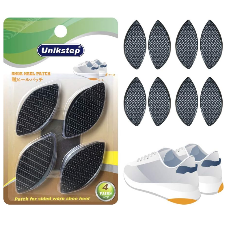 Unikstep 4 Pairs Shoe Heel Repair Plates Taps, Sneaker Heel Single Side Worn Rubber Patch,