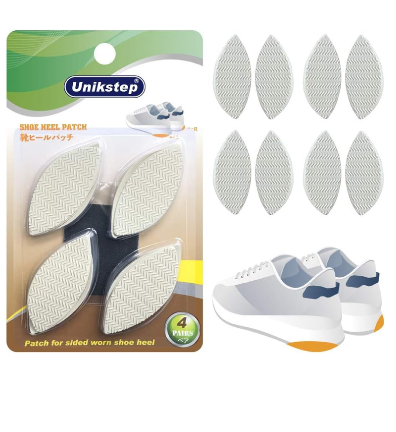 Unikstep 4 Pairs Shoe Heel Repair Plates Taps, Sneaker Heel Single Side Worn Rubber Patch,