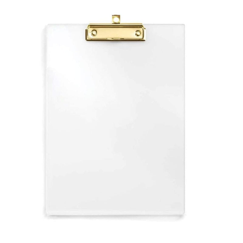 UNIQOOO Thick Clear Acrylic Clipboard with Shiny Gold Finish Clip