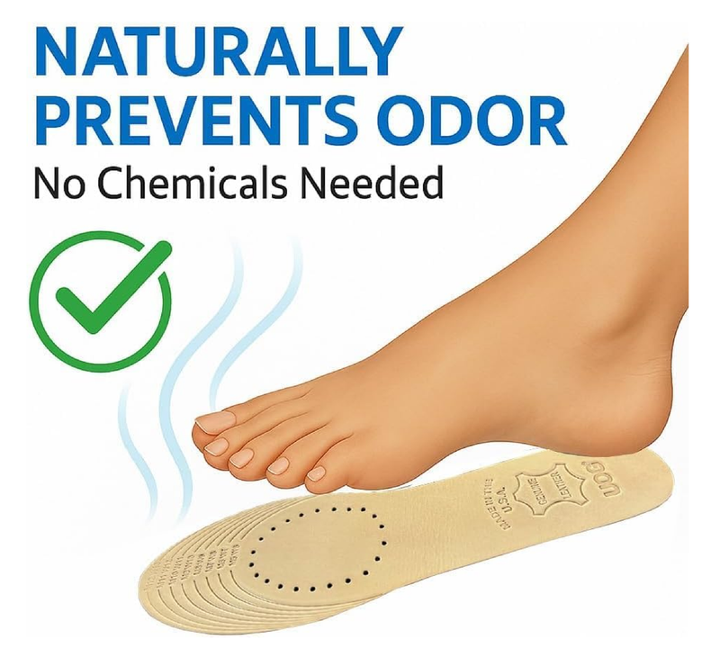 UOG Genuine Leather Insoles – Ultra-Thin, Breathable, Odor-Free Comfort