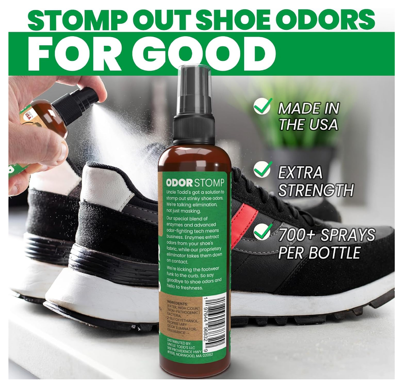 Uncle Todd's Shoe Deodorizer Spray - Proven & Powerful Enzyme Formula Spray for Shoe Odor Elimination in All Footwear