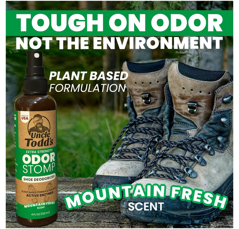 Uncle Todd's Shoe Deodorizer Spray - Proven & Powerful Enzyme Formula Spray for Shoe Odor Elimination in All Footwear