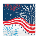 Unique Fireworks 4th of July Luncheon Paper Napkins 6.5 x 6.5 Pcs 16 Ct Multicolor