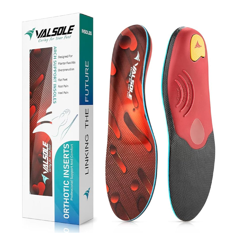 VALSOLE Heavy Duty Support Pain Relief Orthotics - 220+ lbs Plantar Fasciitis High Arch Support Insoles for Men Women, Flat Feet Orthotic Insert