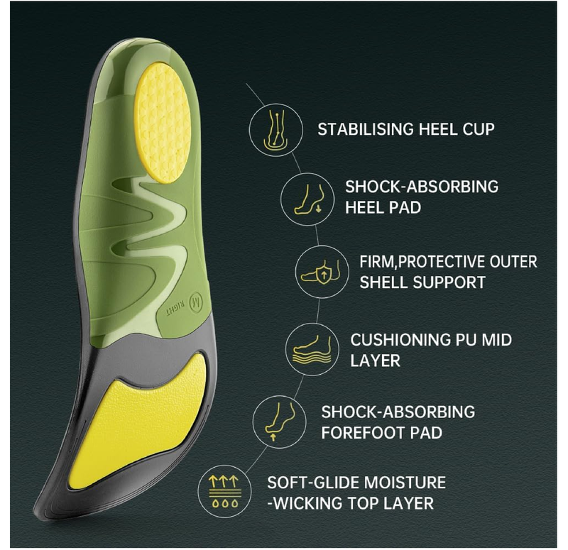 VALSOLE 220+ lbs Plantar Fasciitis High Arch Support Insoles Men Women - Orthotic Shoe Inserts for Flat Feet - Metatarsalgia