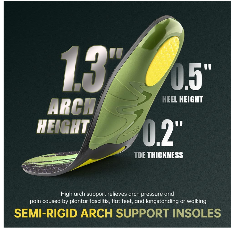 VALSOLE 220+ lbs Plantar Fasciitis High Arch Support Insoles Men Women - Orthotic Shoe Inserts for Flat Feet - Metatarsalgia