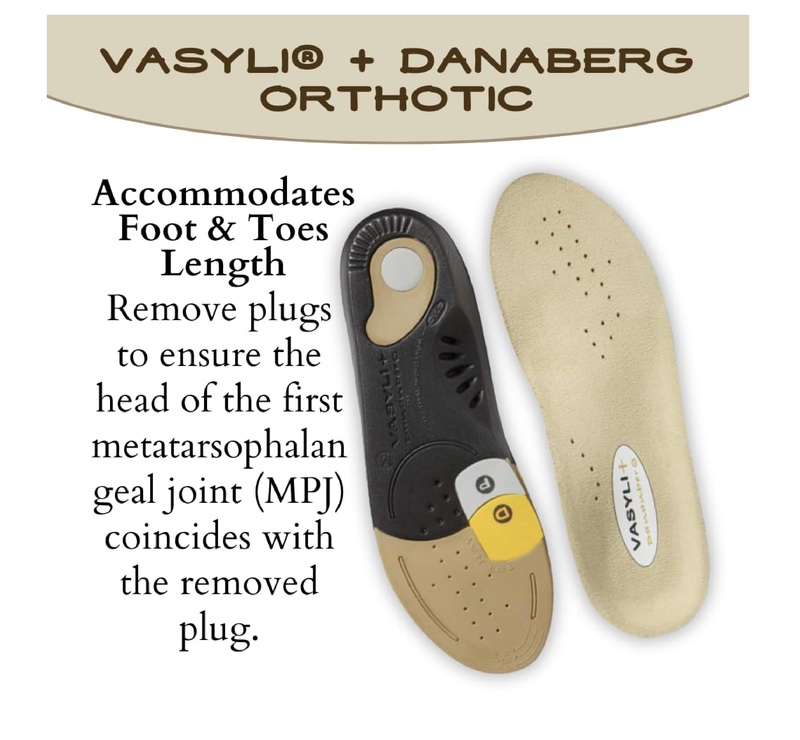 Vasyli+Dananberg 1st Ray Orthotic, X-Small, 1st Ray Function, Removable Distal & Proximal Plugs, Full-Length Insole,