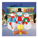 VINGLI Lighted Inflatable Christmas Snowman Outdoor Decorations with Campfire, 6ft Tall Christmas Blow Up Snowman Family Yard Decoration with Secure Stakes, Electric Blower Fan for Indoor Garden Decor