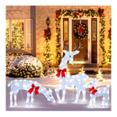 weillsnow Reindeer Christmas Decoration Lights Up Deer Family, 3-Piece Set 2D Waterproof Plug in Reindeer for Yard Patio Lawn Garden Party Decor
