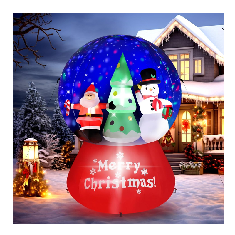 VINGLI 6ft Tall Christmas Snow Ball Inflatable, Blow Up Yard Decoration with Secure Stakes Storage Bag, Electric Blower Fan for Indoor Outdoor Garden Decor