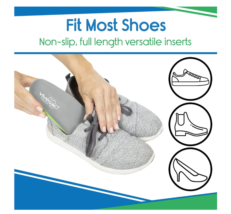 ViveSole Arch Support Insoles for Men & Women - Orthotic Inserts for Plantar Fasciitis, High Arches, Flat Feet