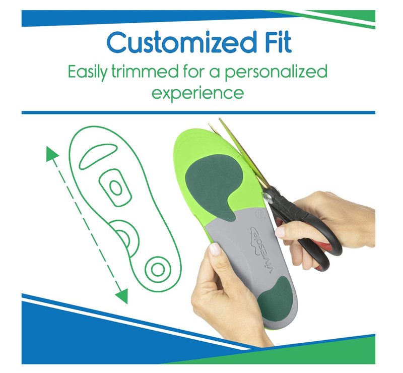 ViveSole Arch Support Insoles for Men & Women - Orthotic Inserts for Plantar Fasciitis, High Arches, Flat Feet