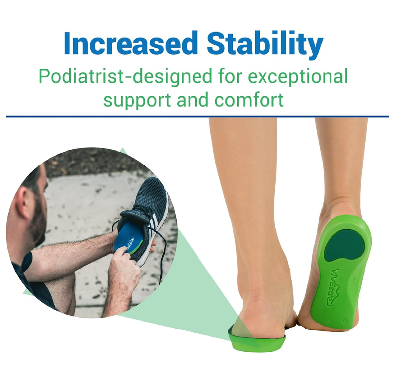 ViveSole 3/4 Plantar Fasciitis Insoles for Women and Men - Orthopedic Inserts