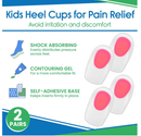 ViveSole Heel Cups for Kids for Pain Relief (2 Pairs) - Gel Cushions for Severs Disease, Plantar Fasciitis,