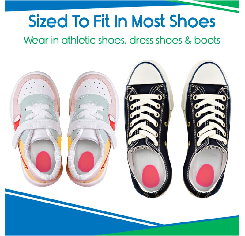 ViveSole Heel Cups for Kids for Pain Relief (2 Pairs) - Gel Cushions for Severs Disease, Plantar Fasciitis,