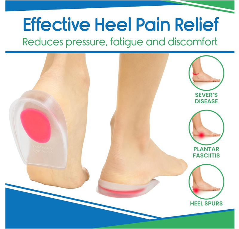 ViveSole Heel Cups for Kids for Pain Relief (2 Pairs) - Gel Cushions for Severs Disease, Plantar Fasciitis,