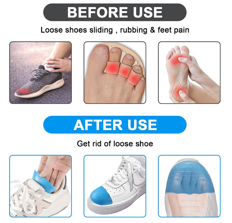 4 Pairs Big Shoe Fillers for Loose Shoe,Toe Cushion Fillers Make Shoes Fit,Prevent Heel Sliping for Women