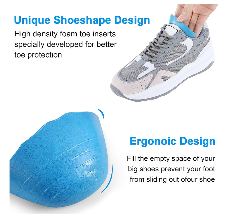 4 Pairs Big Shoe Fillers for Loose Shoe,Toe Cushion Fillers Make Shoes Fit,Prevent Heel Sliping for Women