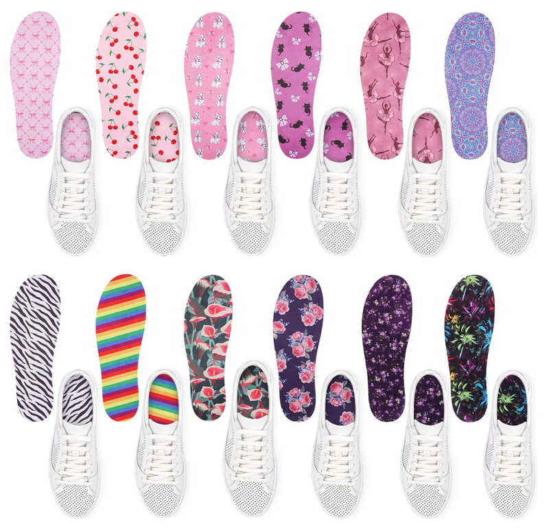 12 Pairs No Show Socks Sockless Shoe Liner Washable Barefoot Shoe Insoles No Slipping Inserts for Women Man
