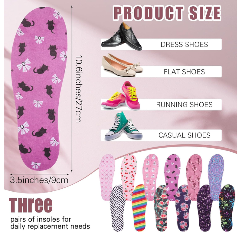 12 Pairs No Show Socks Sockless Shoe Liner Washable Barefoot Shoe Insoles No Slipping Inserts for Women Man
