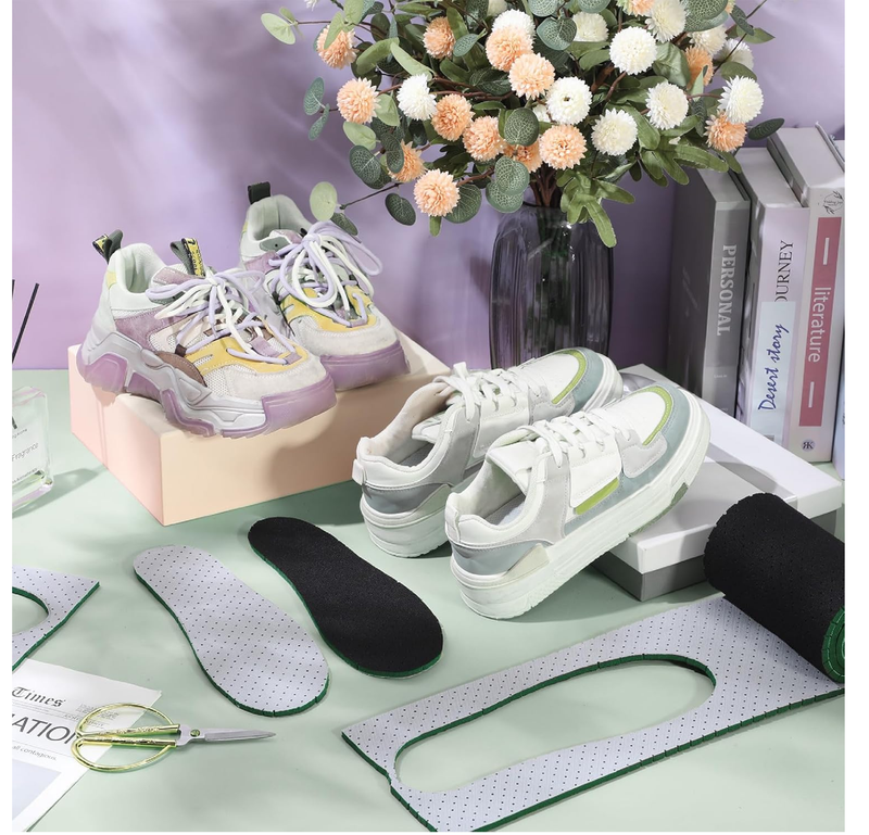 DIY Self Cut Foam Insole Foam Inserts for Shoes Sweat-Absorbing Sports Insoles No Slipping Thin Insole for Women Man, 71 x 6 Inches