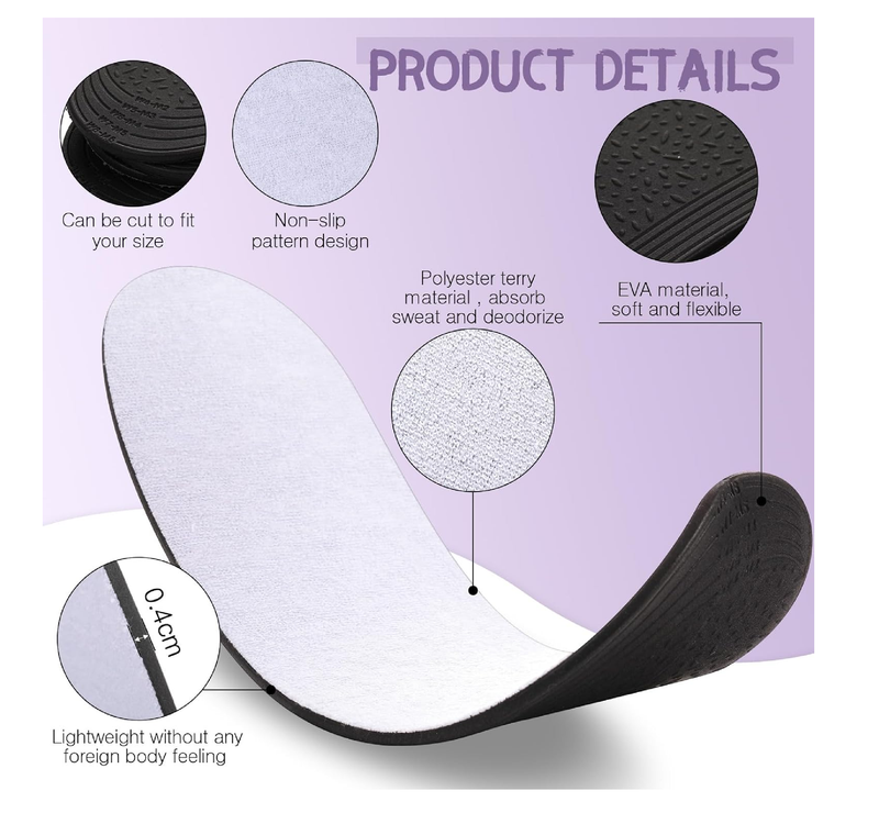 3 Pairs Shoe Insole for Clog Garden Shoe Liner Washable Barefoot Insert