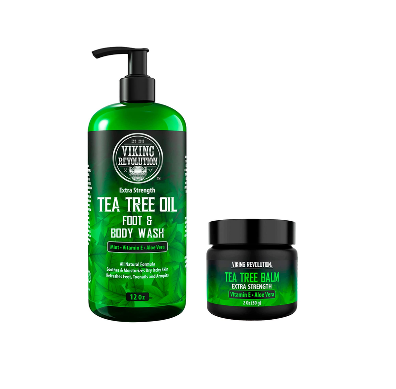 Tea Tree Kit for Men Tea Tree Oil Set with Body Wash & Balm  Helps Athlete's Foot Jock Itch Eczema & Body Odors Extra Strength