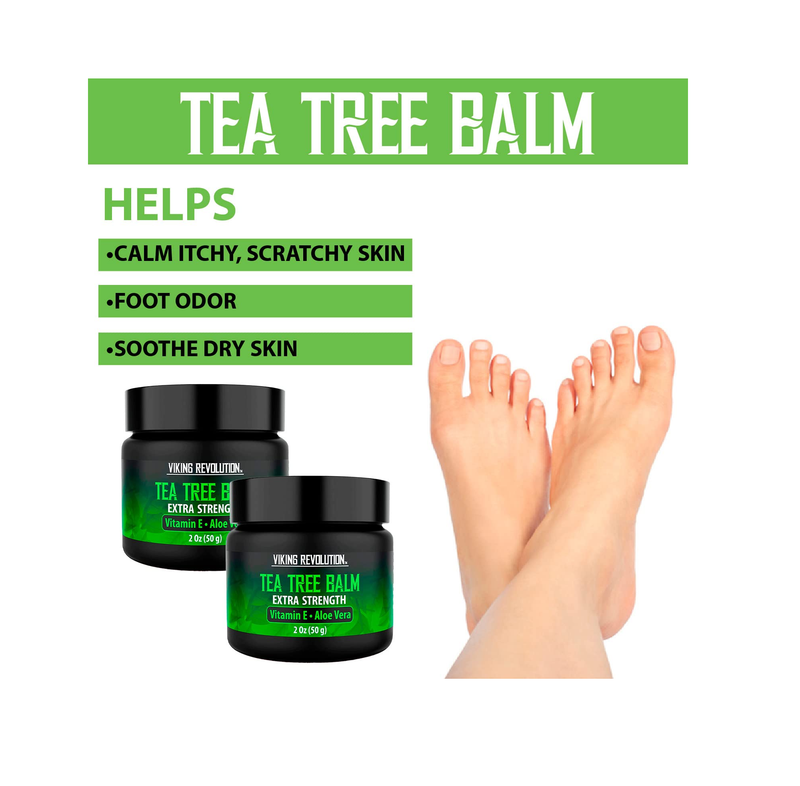 Viking Revolution Tea Tree Oil Cream Super Balm Athletes Foot Cream Perfect Treatment for Eczema Jock Itch Ringworm and Nail Treatment Also Soothes Itchy Scaly and Cracked Skin 2 Pack