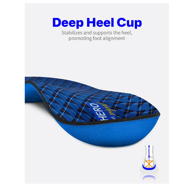 Walkhero Plantar Fasciitis Insoles - High Arch Support Inserts for Men and Women,