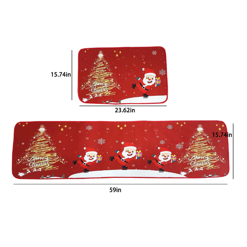 WDEHPBZ Christmas Kitchen Rugs Set of 2 Christmas Decoration, Winter Home Decor Low Christmas Kitchen Mat Non Skid Washable Profile Kitchen Rugs for Floor(16x59&16"x24")