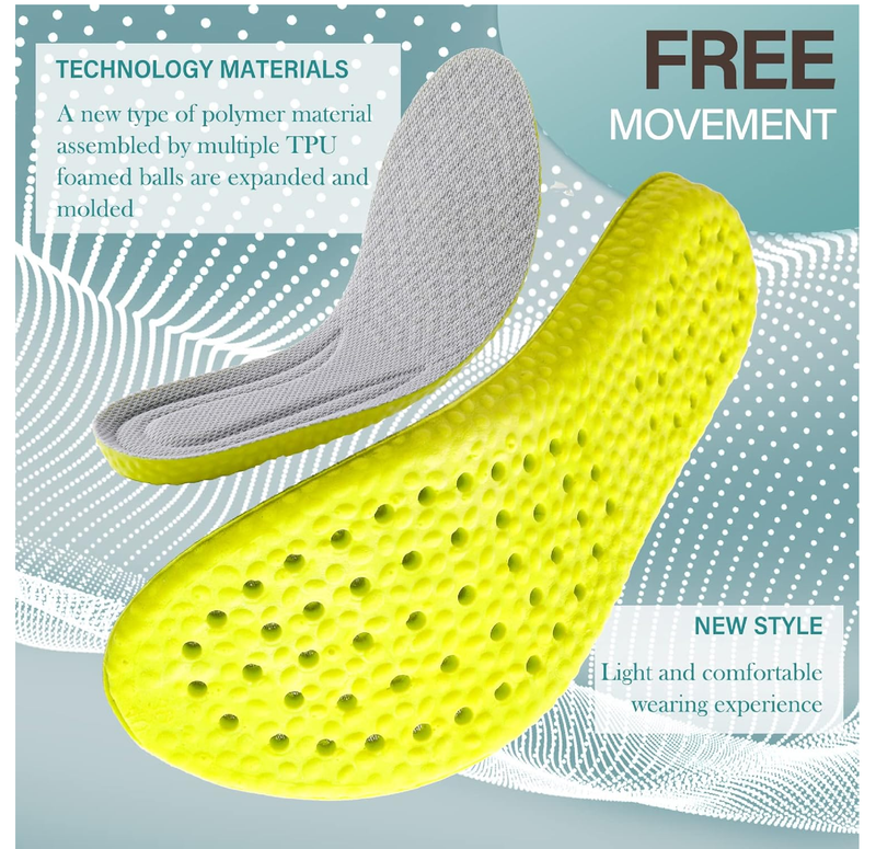 1 Pair Memory Foam Shoe Insoles, Prevent Foot Odor Shock Absorption Inserts Sports Insoles
