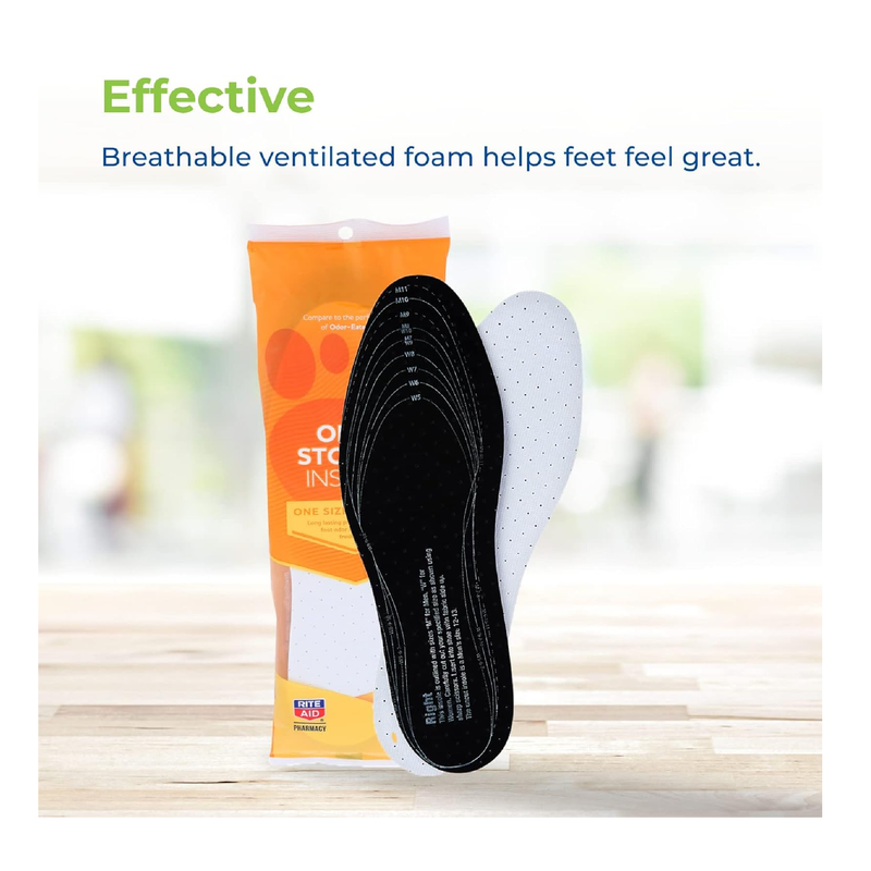 Rite Aid Foot Care Odor Stopper Insoles - 3 Pairs Shoe Inserts | Odor Eaters for Shoes | Shoe Odor Eliminator