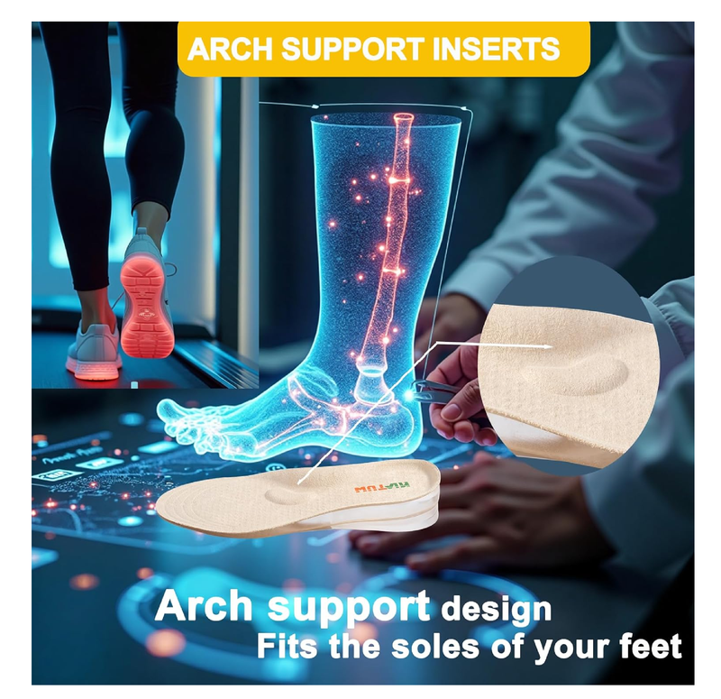 Adjustable Height Increase Insoles for Women Men 3 Layers Gel Heel Lift for Leg Length Discrepancy,Heel Pain,Spurs,Achilles Tendinitis,