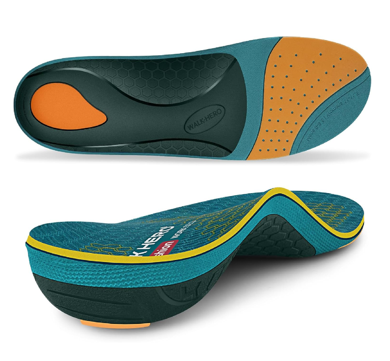 WalkHero Work Orthotic Inserts, Plantar Fasciitis Insoles for Men & Women,