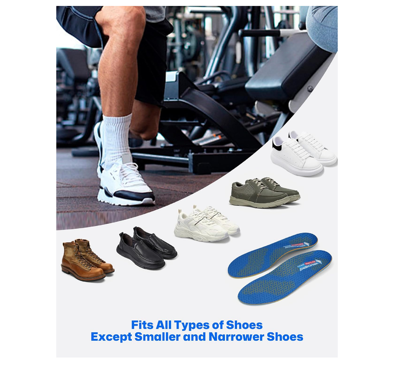 WalkHero Work Orthotic Inserts, Plantar Fasciitis Insoles for Men & Women,
