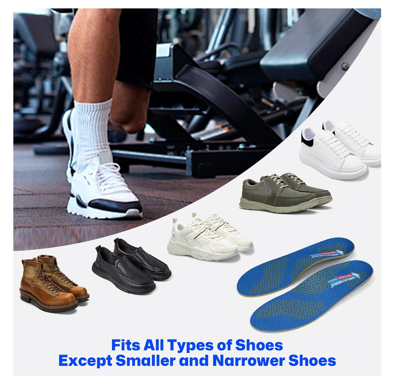 Orthotic insoles, plantar fasciitis insoles for men and women over 100 kg, arch support insoles to relieve heel pain.