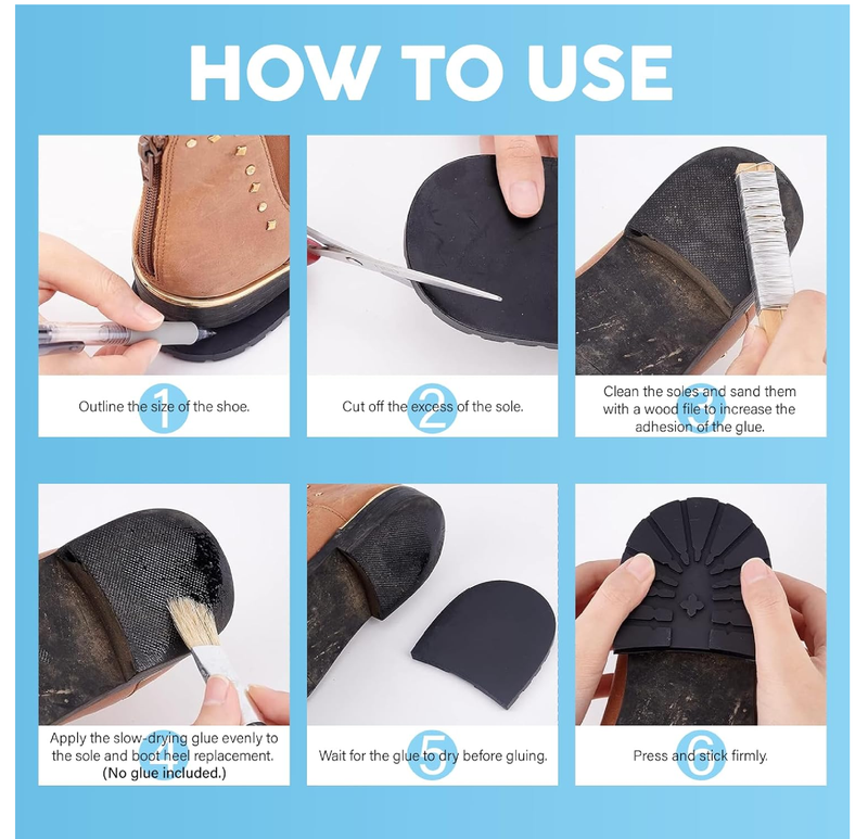 Watris Veiyi A Pair Boot Heel Replacement Pads, Non-Slip Shoe Sole Protector,