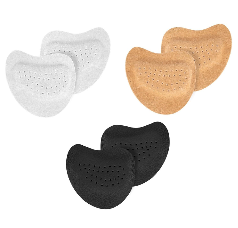 3 Pairs Leather Ball of Foot Cushions for Women, Non-Slip Comfort Foot Pads Shoe Foot Adhesive Protectors