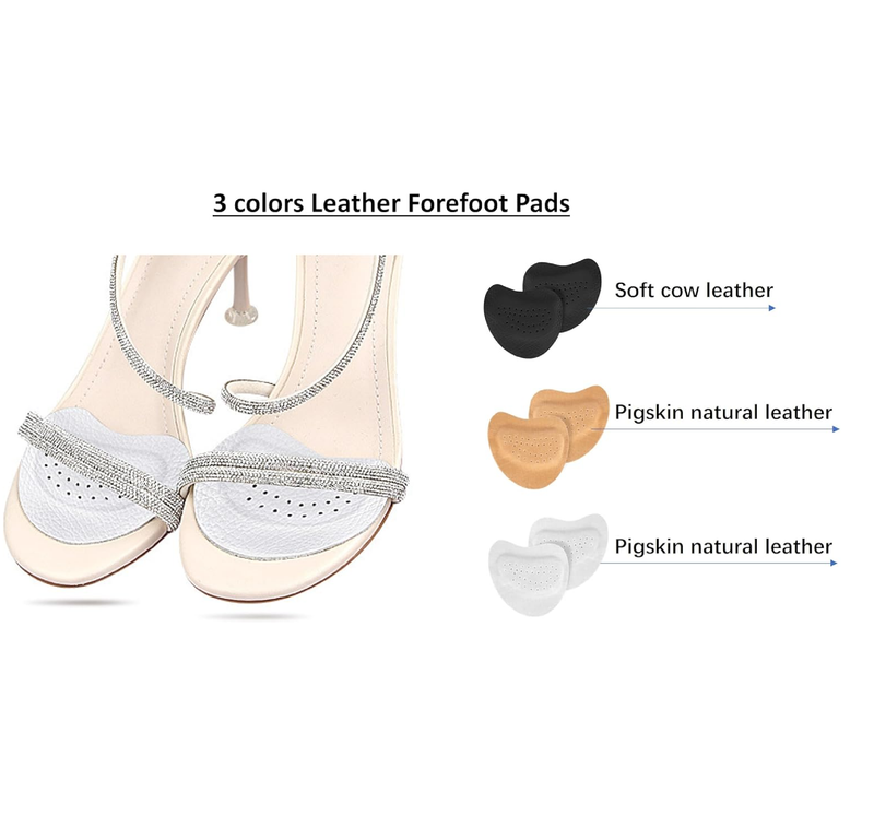 3 Pairs Leather Ball of Foot Cushions for Women, Non-Slip Comfort Foot Pads Shoe Foot Adhesive Protectors